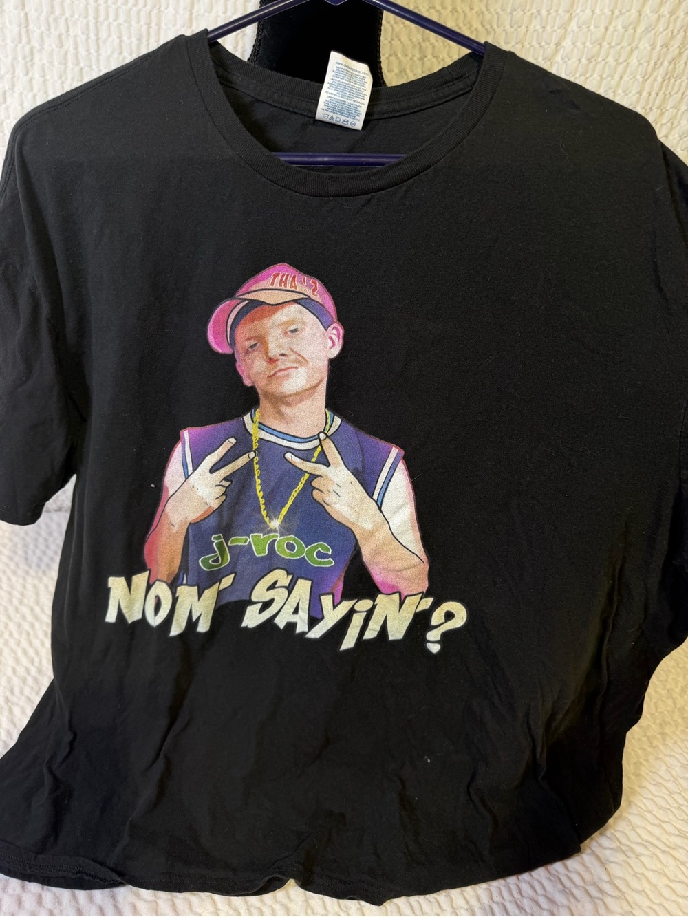 Delta Black T‑Shirt with Pink, Purple and Yellow Graphic j roc